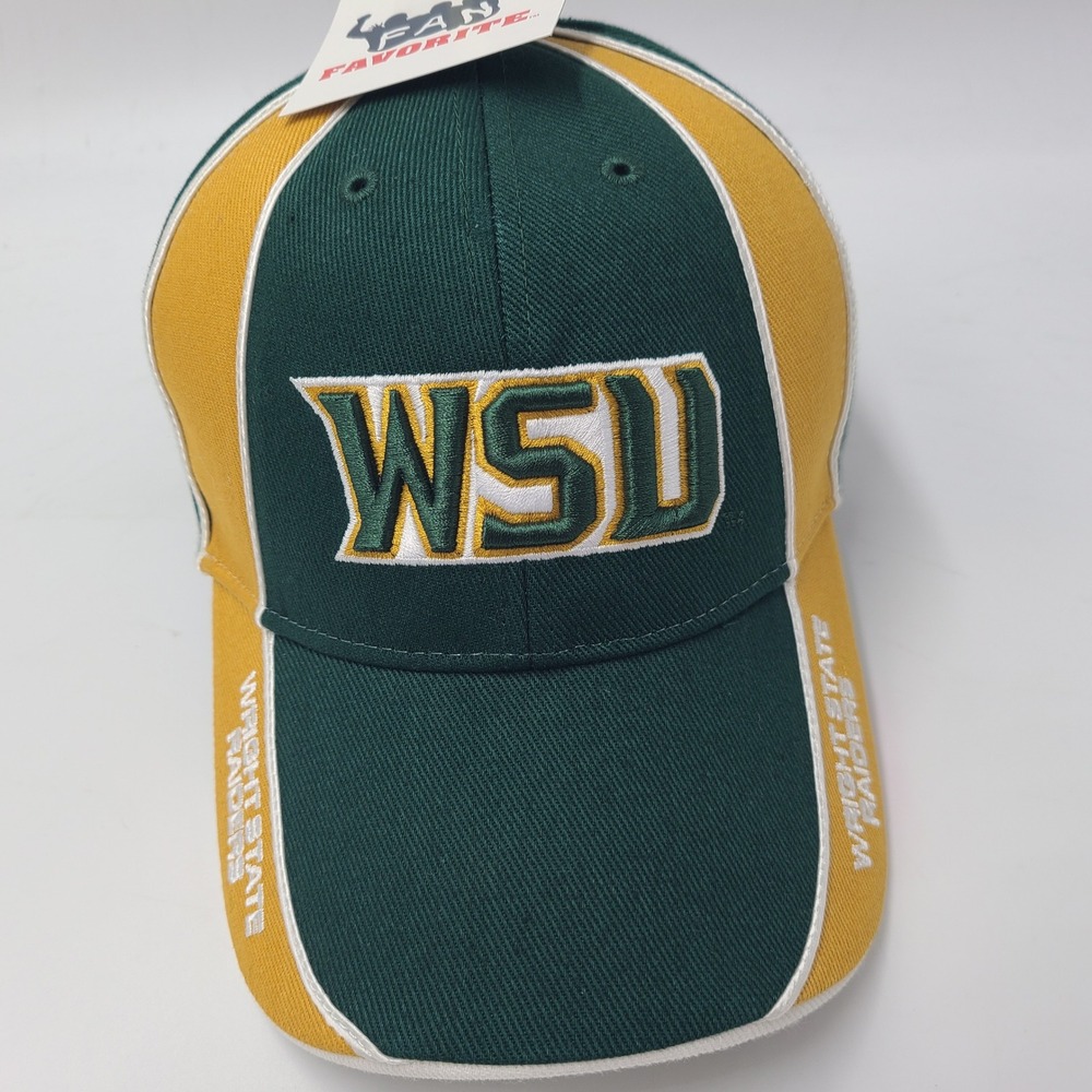 Wright State Raiders Hat Adjustable Fan Favorite Green Gold NCAA University Men